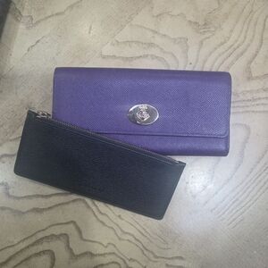 Coach Purple and Black Wallet Set